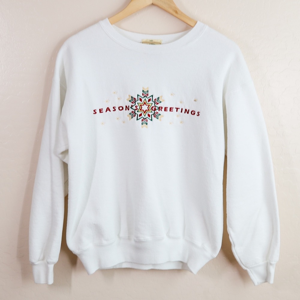 90s Christmas Sweater Great American Lakes & Timbers Seasons Greetings Vintage L